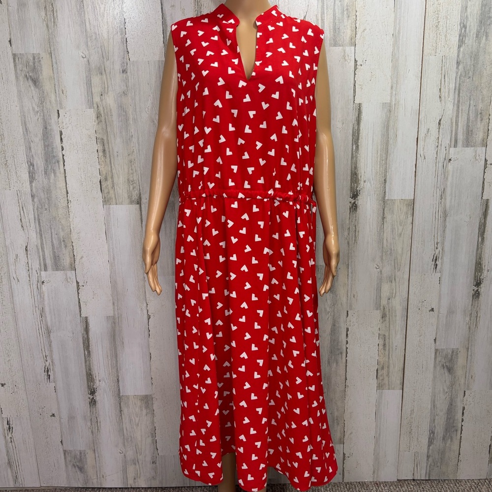 Anne Klein Plus Size Red Print Sleeveless Midi Dress - Picture 2 of 11